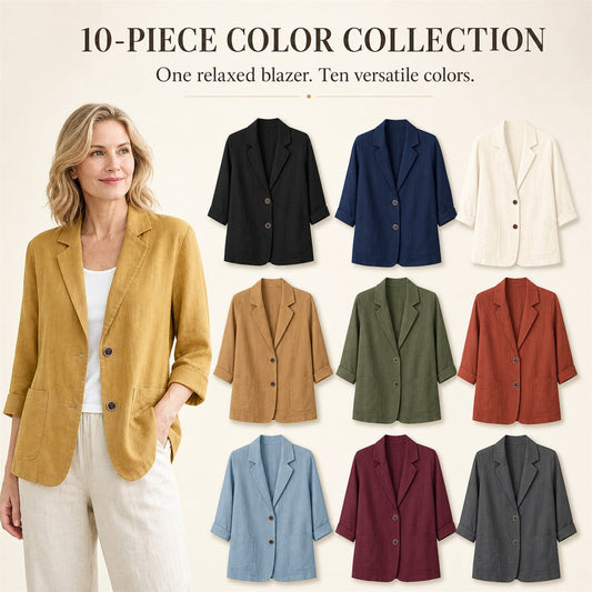 ⏰FINAL CLEARANCE⚡10-Pack Only $36.99⚡Women's Linen Blazer – Breathable, Comfortable, Wrinkle-Resistant & Versatile