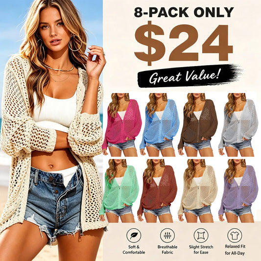 【Halloween Sale】Women's Crochet Lightweight Cardigan Zip Up