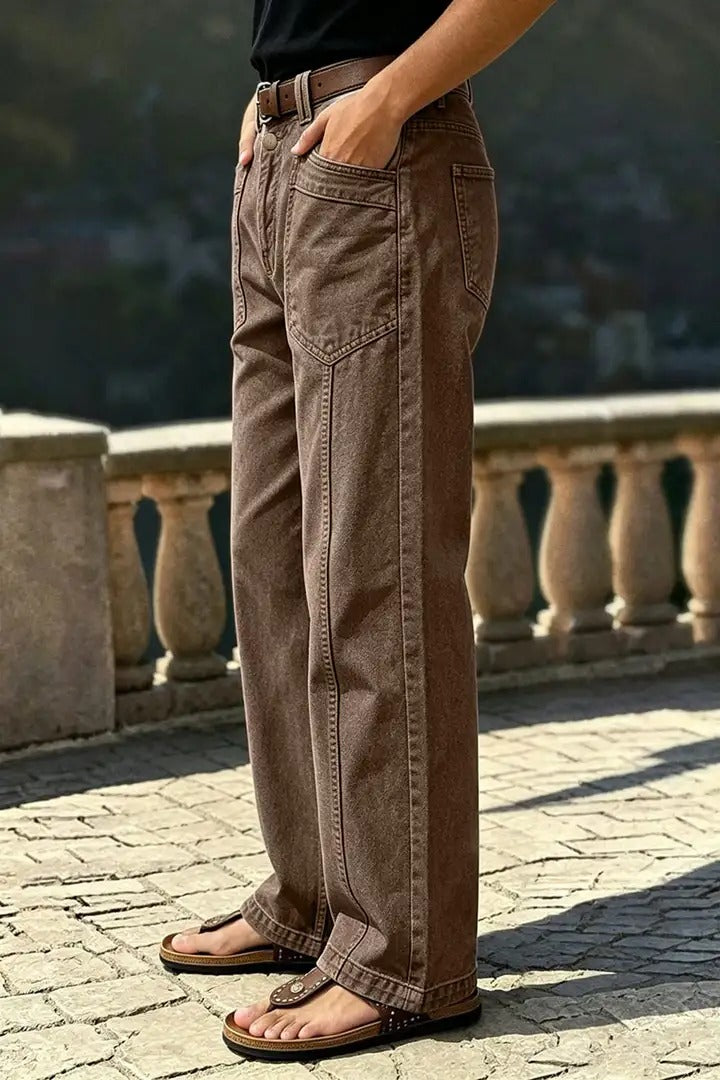 🔥 Last Day to Save: Mid-Rise Straight-Leg Pants with Patch Pockets