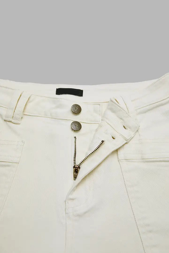 🔥 LAST DAY SALE –Solid Stitch Detail Patch Pocket Mid Rise Straight Leg Pants