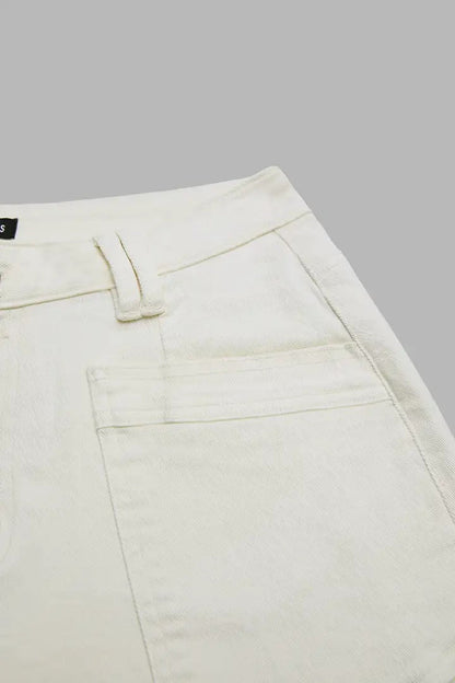 🔥 LETZTER VERKAUFSTAG – Gerade geschnittene Hose mit Ziernähten, aufgesetzten Taschen und mittelhohem Bund