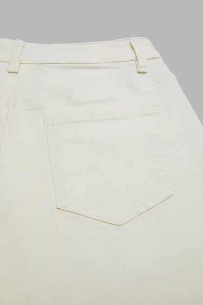 🔥 LAST DAY SALE –Solid Stitch Detail Patch Pocket Mid Rise Straight Leg Pants