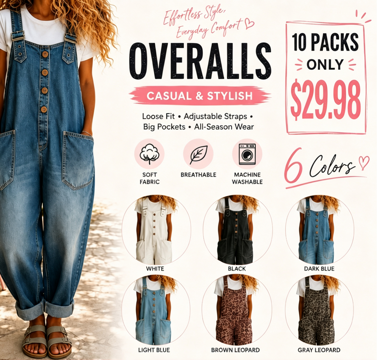 Women's Vintage Denim Overalls – Relaxed Fit