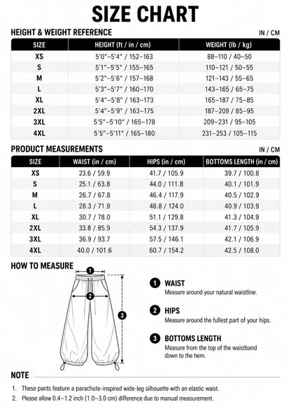Women's Parachute Pants Wide Leg Baggy Pants Y2K Elastic Waist Jogger Sweatpants Track Pants Streetwear