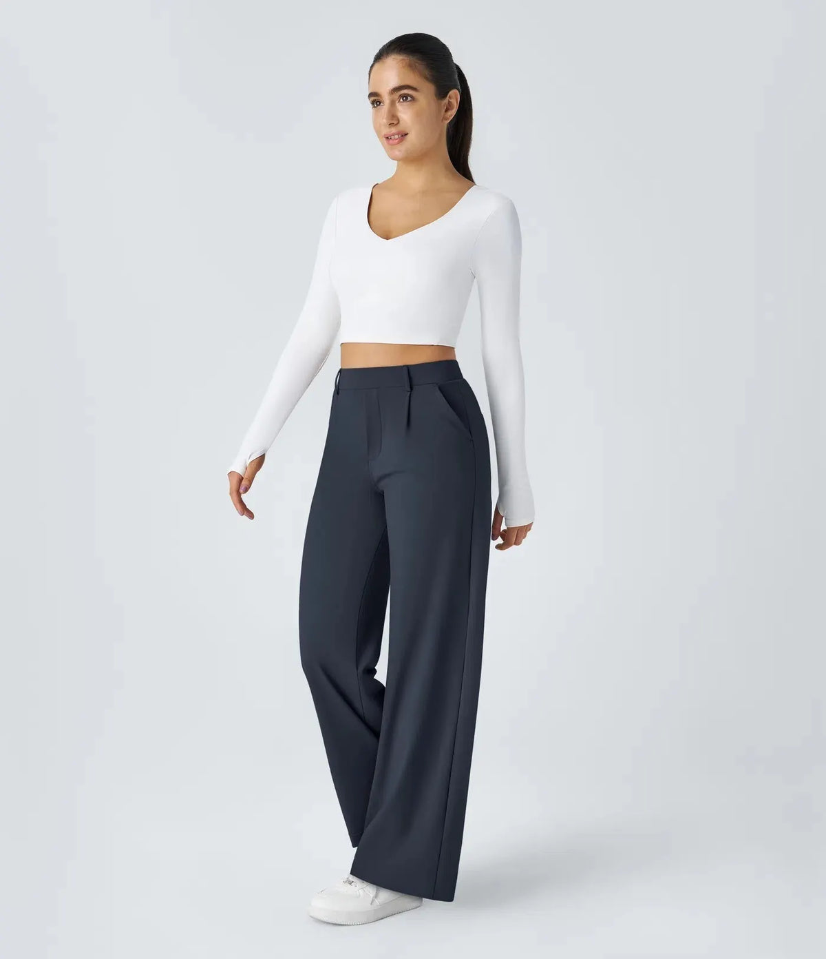 Big Spring Sale!High Waisted Side Pocket Straight Leg Work Pants