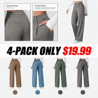 💝💝Limited-Time Promotion-High Waisted Plicated Side Pocket Straight Leg Work Pants