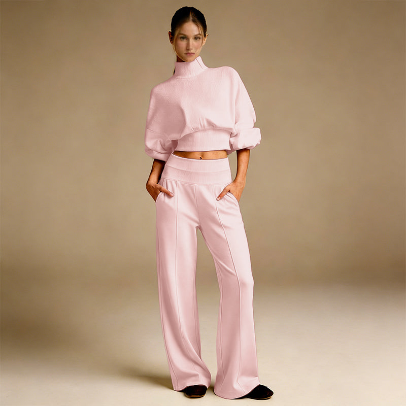 Soft And Comfortable Crewneck Sweatshirt Wide-Leg Pants Set