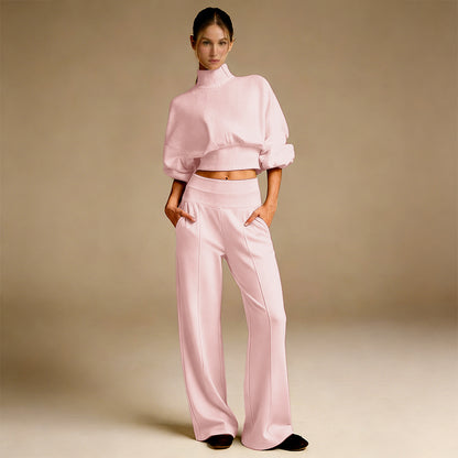 Soft And Comfortable Crewneck Sweatshirt Wide-Leg Pants Set