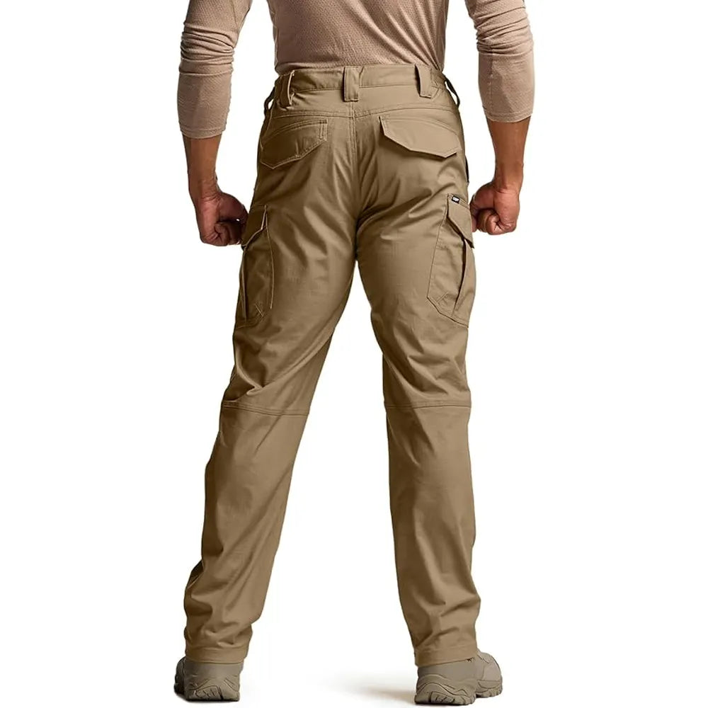 Men's Flex Stretch Tactical Pants, Water Resistant Ripstop Cargo Pants