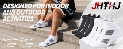 Men's 6-Pair Thick No-Show Athletic Ankle Socks with Terry Sole