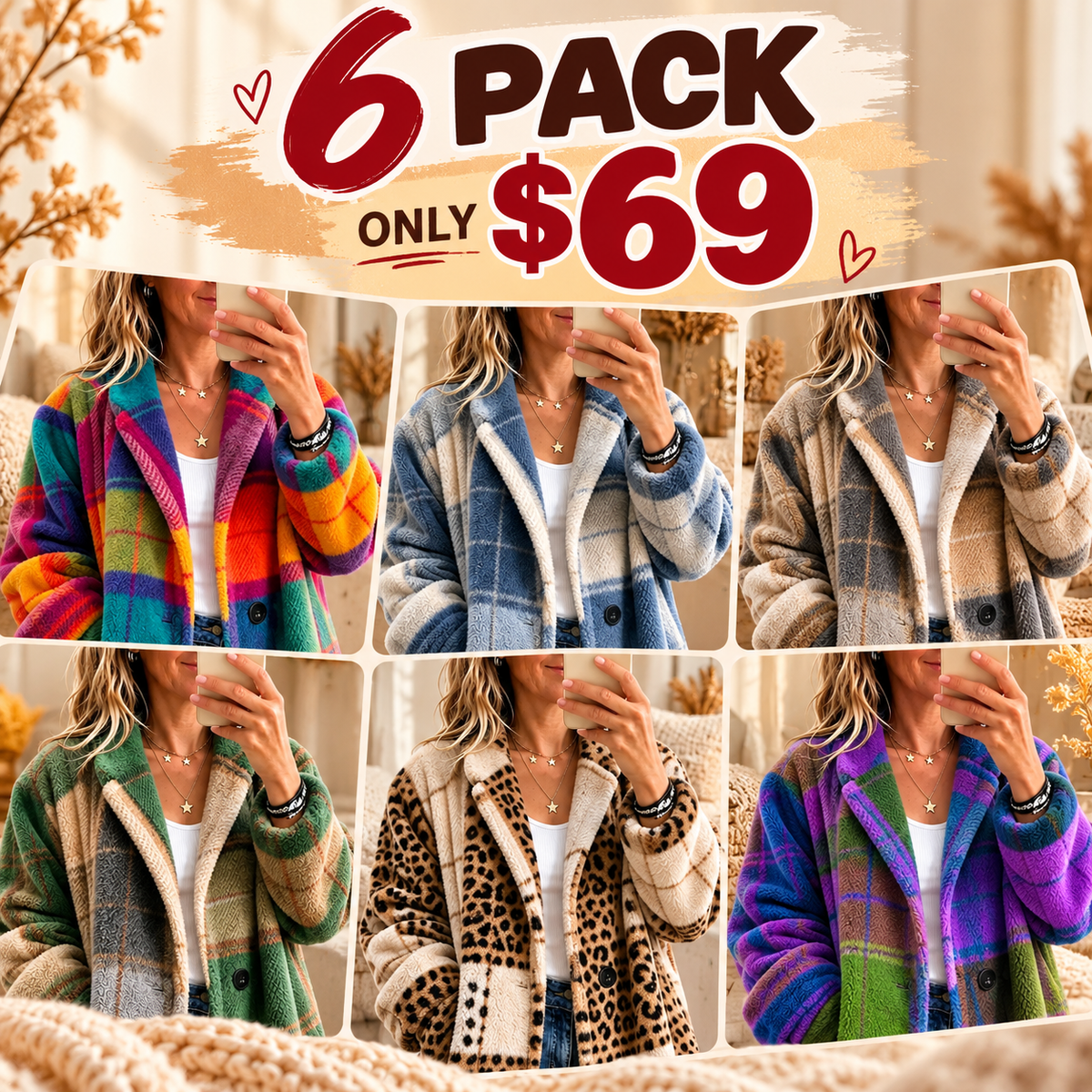 ✨ Cozy Plaid Fleece Coat – Bold Color, Effortless Style