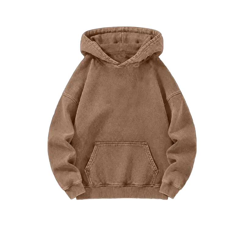Men's Heavyweight Acid-Wash Pure Cotton Hooded Sweatshirt