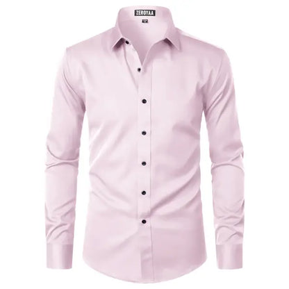 Men's Satin Long Sleeve Dress Shirt Slim Fit