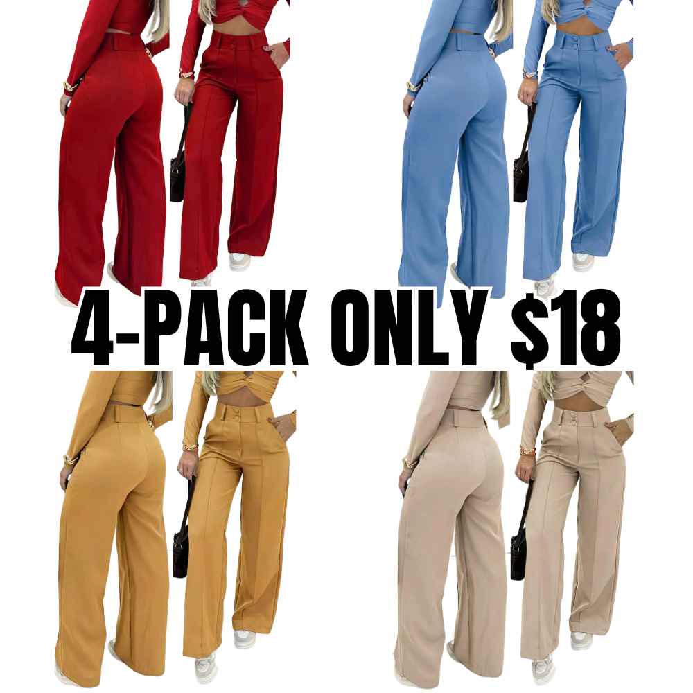Women's Simple Wide-Leg Pants with Double Button Front, Versatile Commuter Essential Single Piece