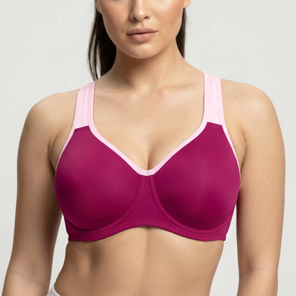 Women's 5-Pack Plus Size Sports Bra – Soft Support Non-Padded Unlined Full Coverage Activewear with Wide Straps & Outside Underwire for Everyday Fitness