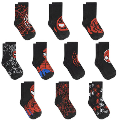 Marvel Spider-Man Boys Printed Youth Socks (10-Pack)