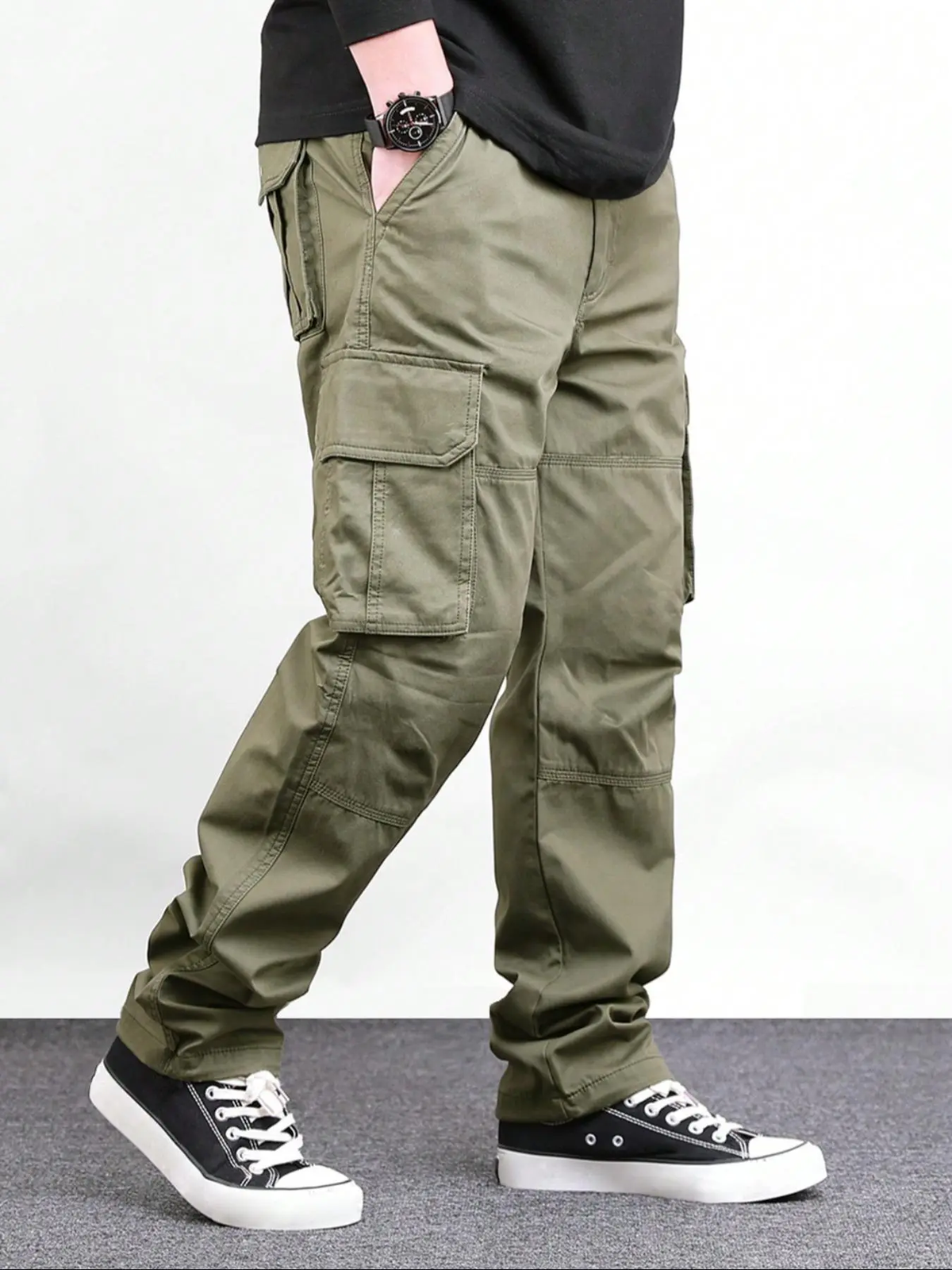 Men's 6-Pack Cargo Pants – Loose Drawstring Straight Leg Outdoor Casual Trousers