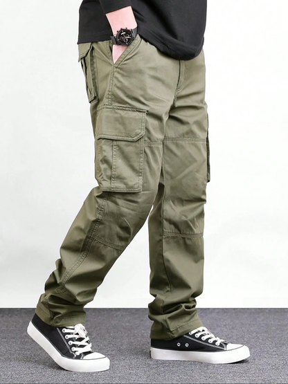 Men's 6-Pack Cargo Pants – Loose Drawstring Straight Leg Outdoor Casual Trousers