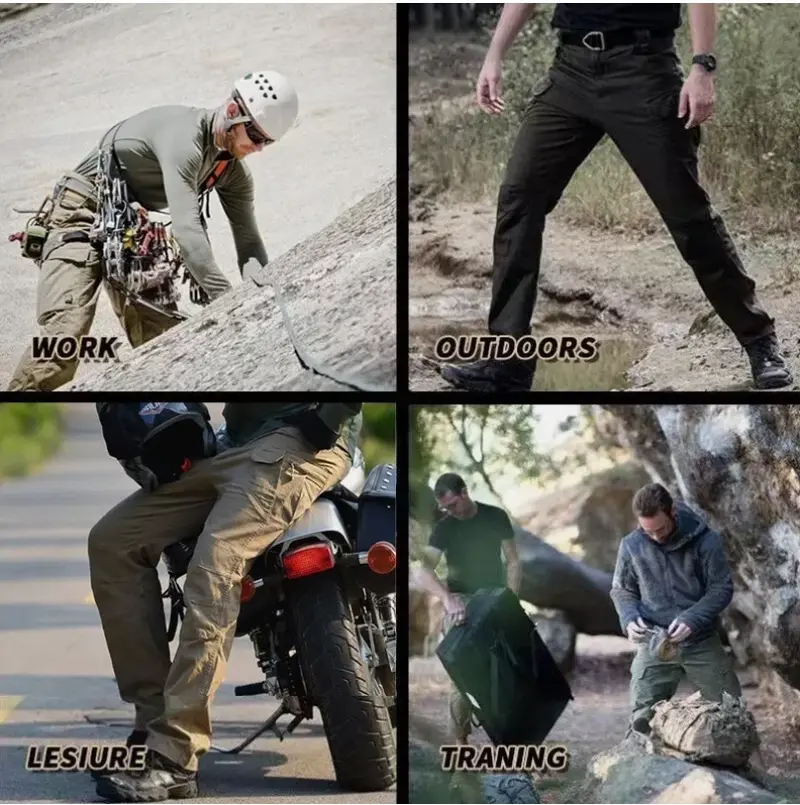 4-Pack Men's Lightweight Cargo Pants – Durable Zippered Pockets, Straight-Cut, Multi-Color