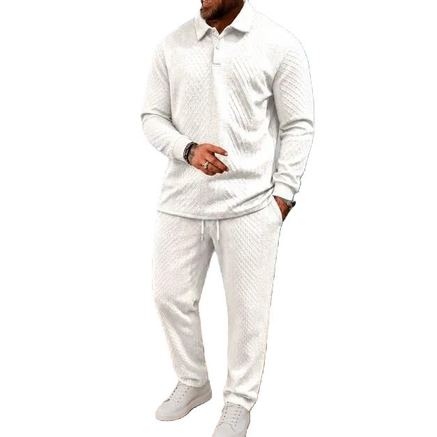 Men’s Long-Sleeve Polo Shirt & Long Pants Set
