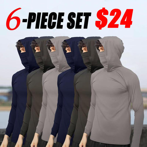 📌6-Piece Men's Casual Hoodie Pullovers UPF Sun Protection Soft Breathable