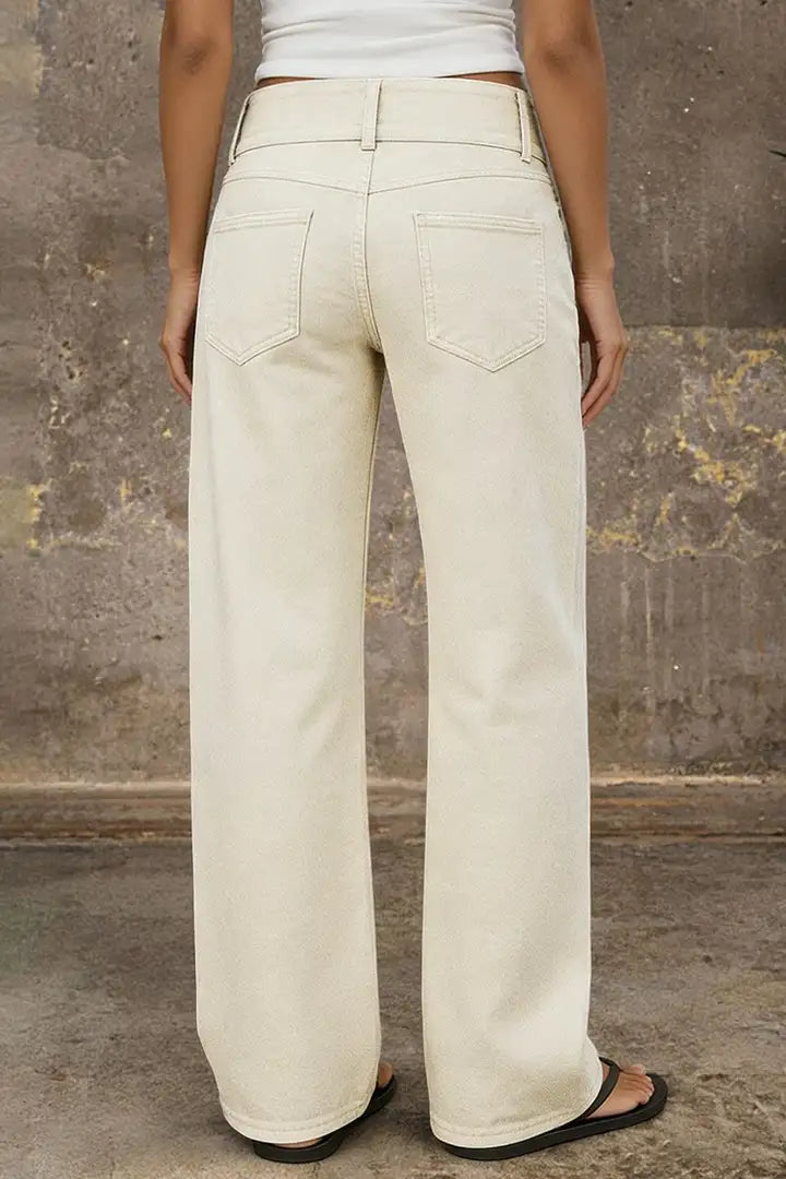 🔥 6 FOR ONLY $29.99! Asymmetrical Button Fly Mid-Waist Straight Leg Pants – Limited-Time Clearance Deal