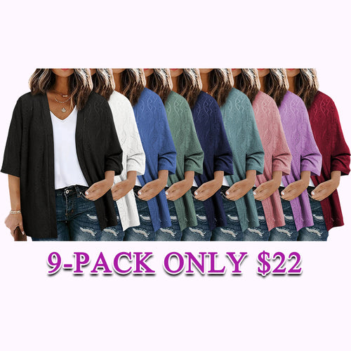 Women's Half Sleeve Jacquard Knit Kimono Cardigan Lightweight Open Front Summer Cover Up