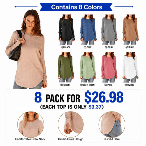 Women's Long Sleeve Tunic Top with Thumb Holes