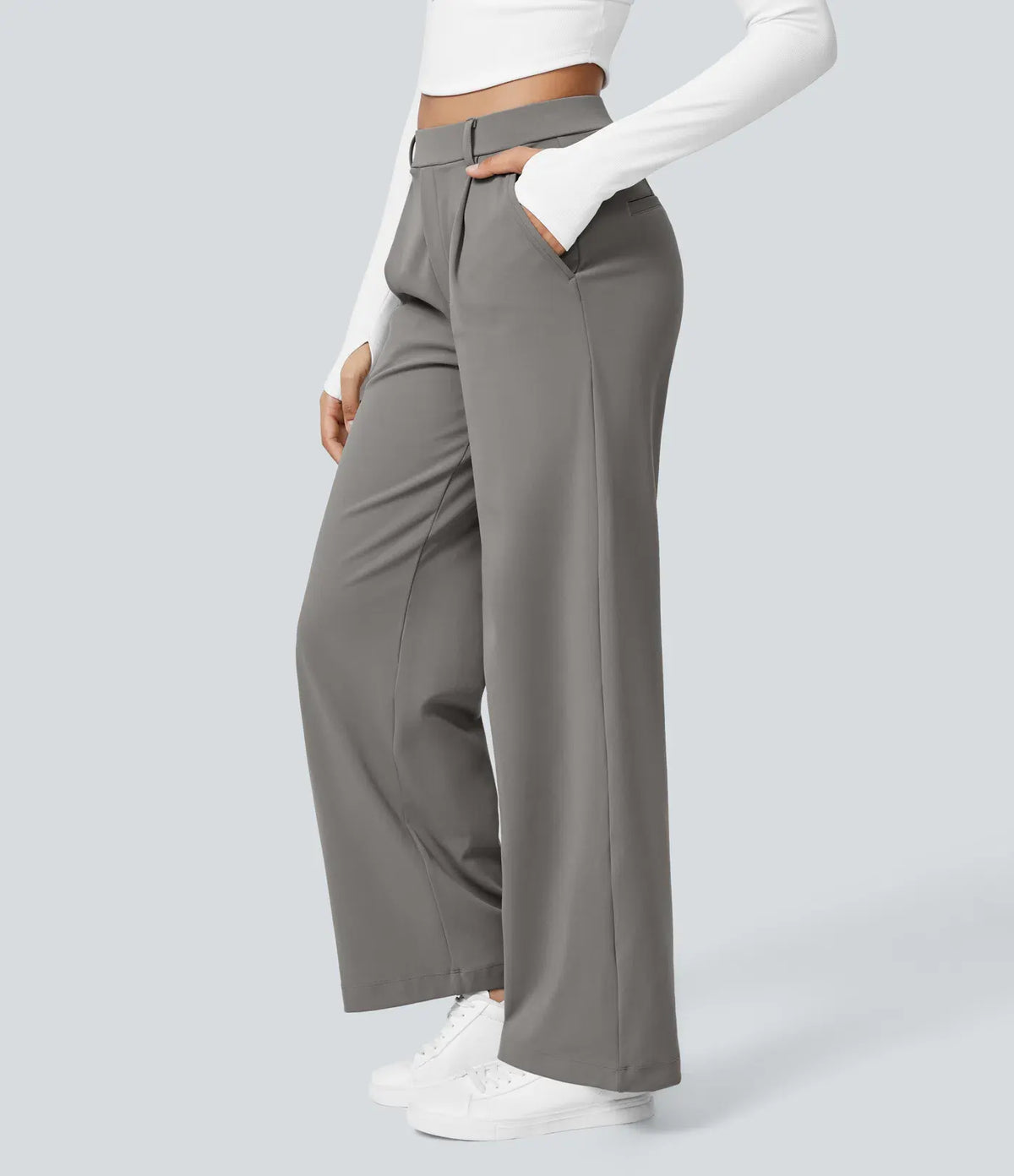 Big Spring Sale!High Waisted Side Pocket Straight Leg Work Pants