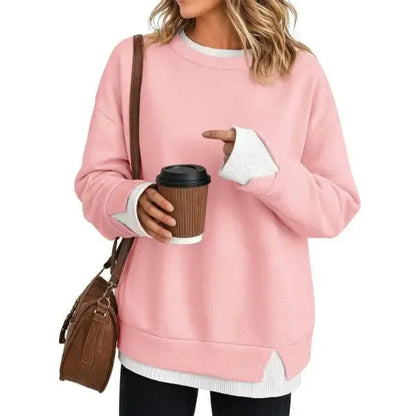 🍂 FALL SPECIAL |🔥 8 FOR ONLY $29.99! Women's Striped Patchwork Oversized Sweatshirts – Cozy Drop Shoulder Casual Tops