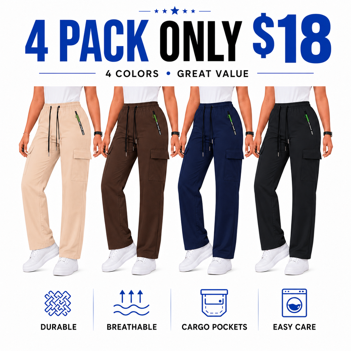Women's Stretch Multi-Pocket Cargo Pants