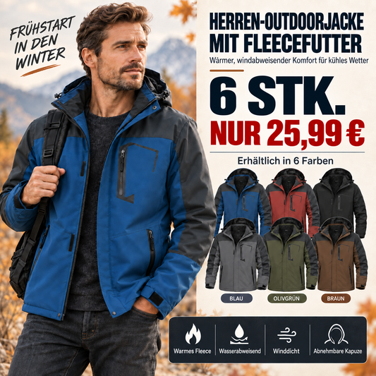 🔥 BESTSELLER  | Herren-Outdoorjacke mit Fleecefutter