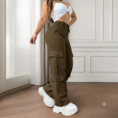 Women's Cargo Work Pants – Multi-Pocket Straight-Leg Outdoor Trousers，International shipping available