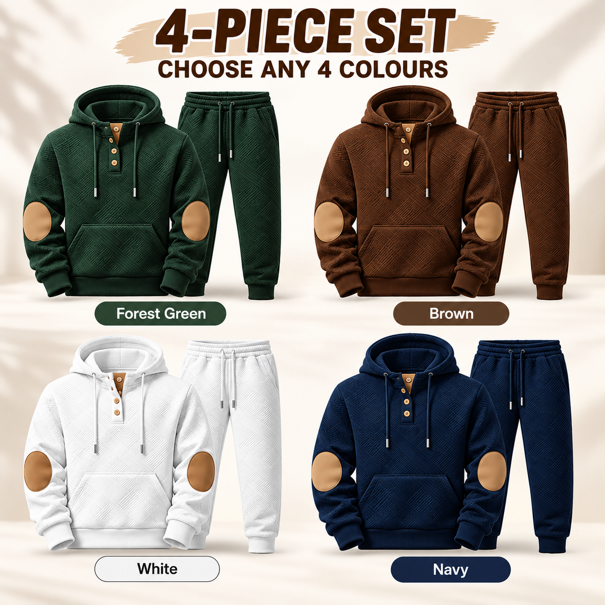Men's Premium Textured Hoodie & Jogger Set | Embossed Knit Tracksuit