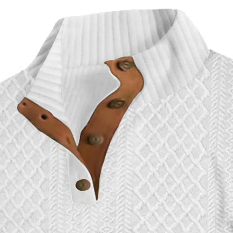 Men's Jacquard Stand Collar Long Sleeve Henley Tops 3-Pack