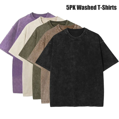 Men's 5-Pack Vintage Washed Heavyweight Gym T-Shirts – Baggy Acid Wash
