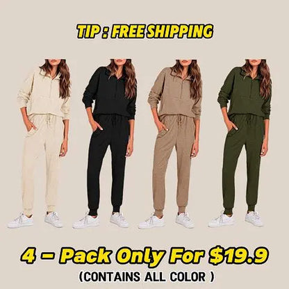 Women's 2-Piece Sweatsuits Set Long Sleeve Half Zip Pullover Sweatshirt🔥