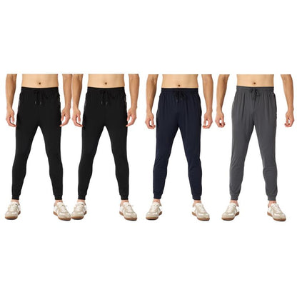 4-Pack Men's Joggers with Zipper Pockets Lightweight Cuffed Stretch Sweatpants Athleisure Outfit Big Guy Pants Athletic Workout Running Gym Fit for Spring & Summer Fashion