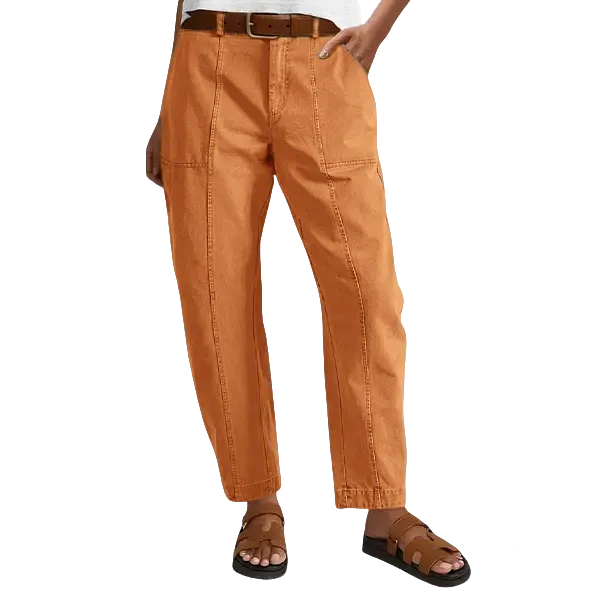 Solid Mid-Rise Baby Barrel Pants, High Stretch, Deep Pockets-6