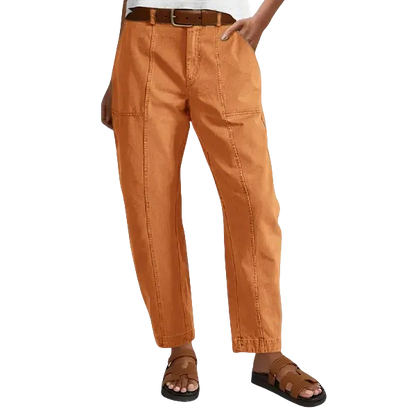 Solid Mid-Rise Baby Barrel Pants, High Stretch, Deep Pockets-6
