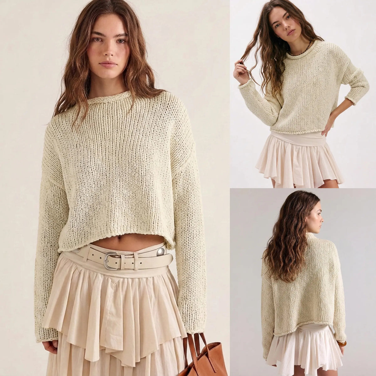 2026 Women Rollneck Chunky Knit Oversized Sweater