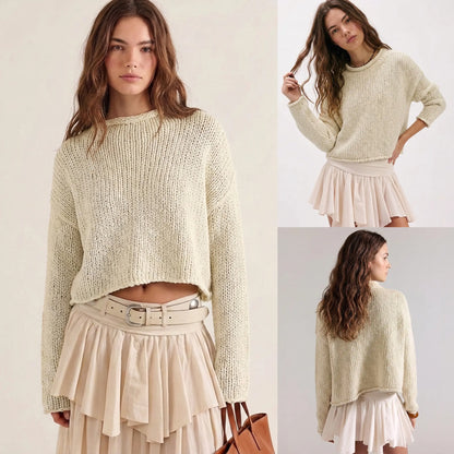 2026 Women Rollneck Chunky Knit Oversized Sweater