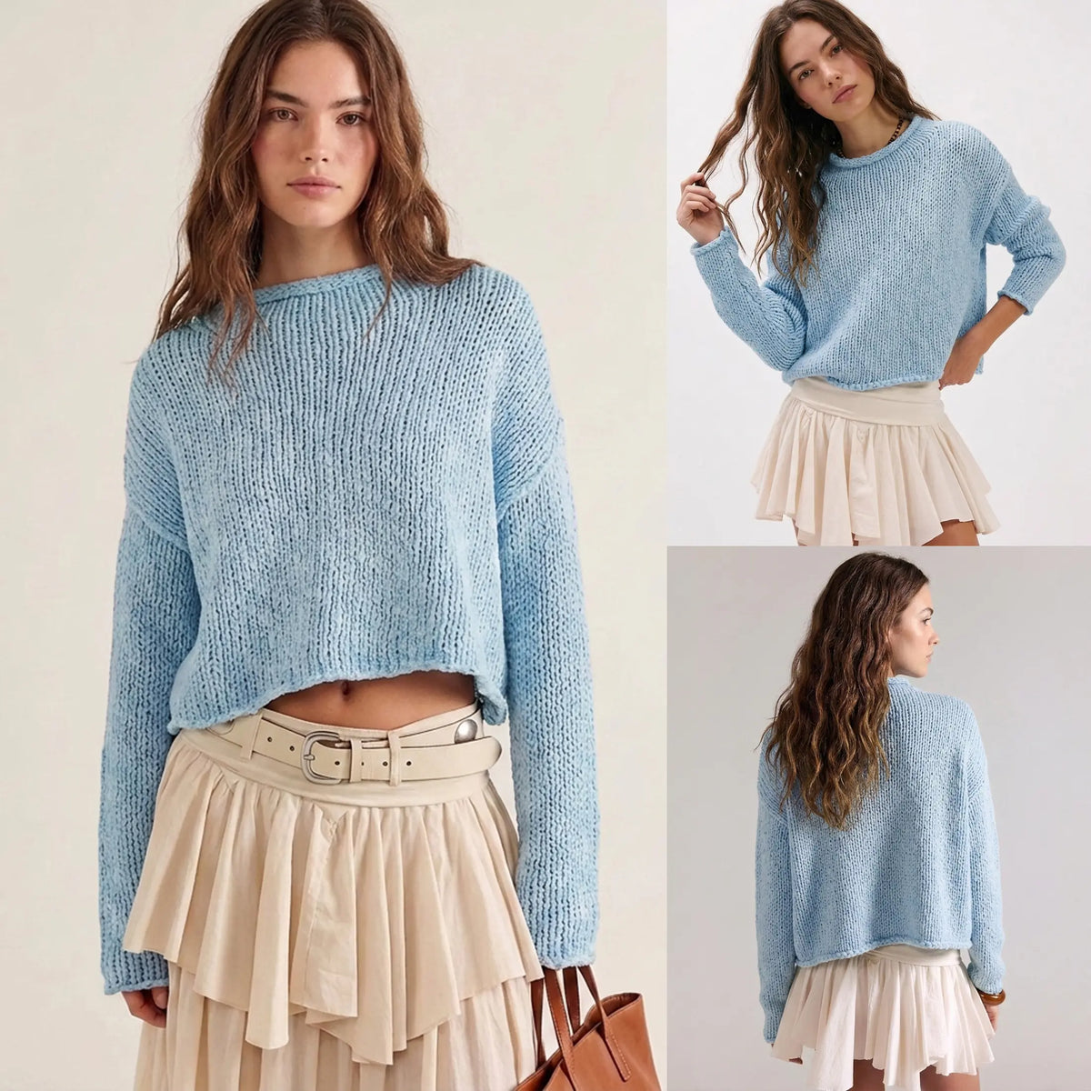 2026 Women Rollneck Chunky Knit Oversized Sweater