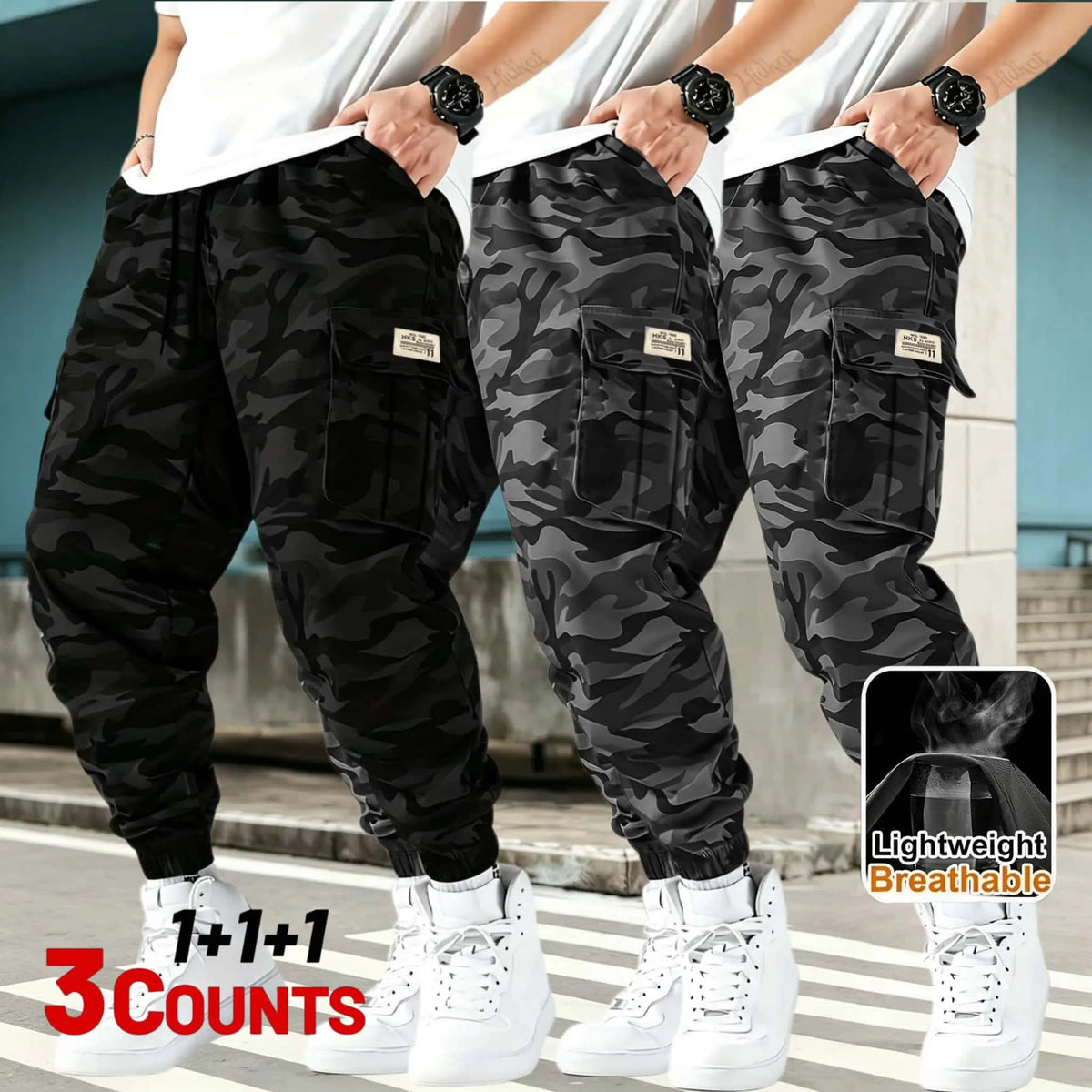 Men's Lightweight Camouflage Tactical Cargo Pants – Single or 3-Pack