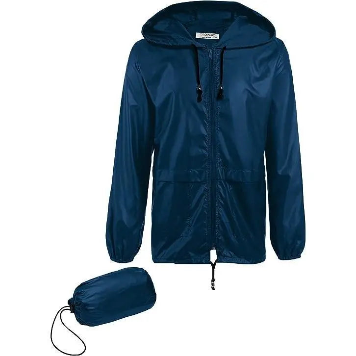 Men's Packable Jacket Outdoor Waterproof Hooded Lightweight Classic Cycling Raincoat