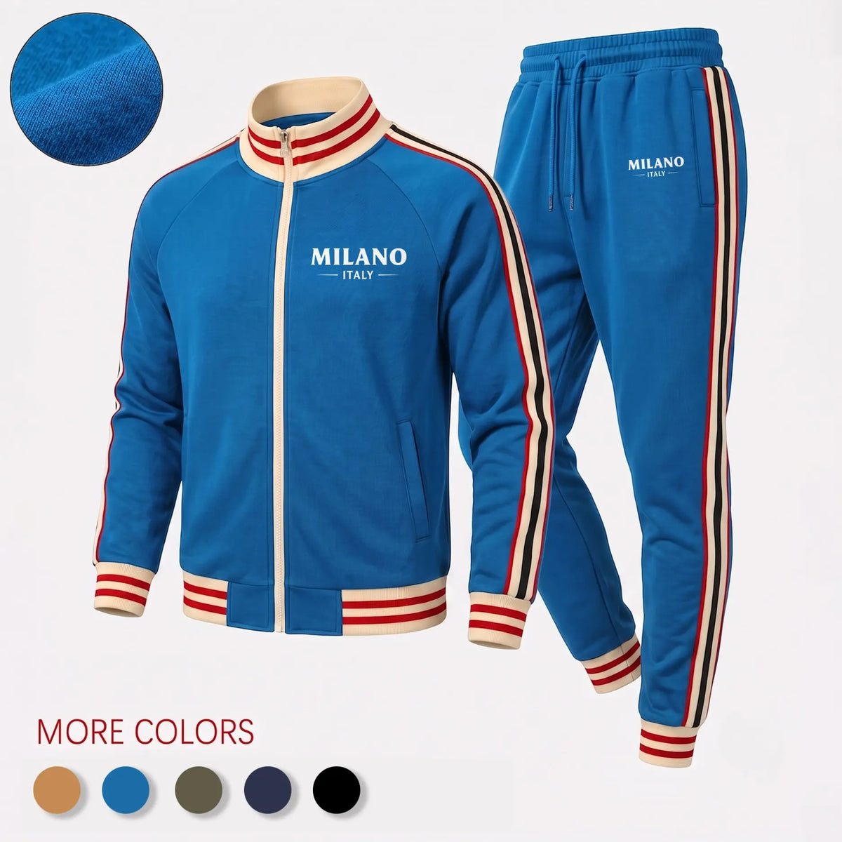 Men’s Retro Milano Two-Piece Tracksuit Navy/Black/Green/Blue Zip Jacket