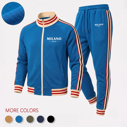 Men’s Retro Milano Two-Piece Tracksuit Navy/Black/Green/Blue Zip Jacket