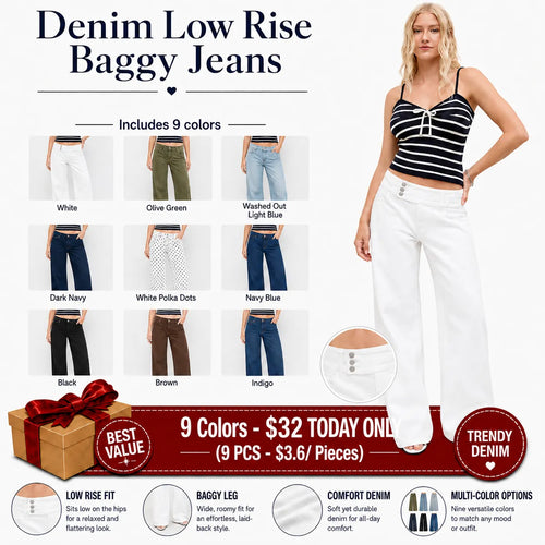Denim Low Rise Baggy Jeans - Fitted Minimalist Trouser