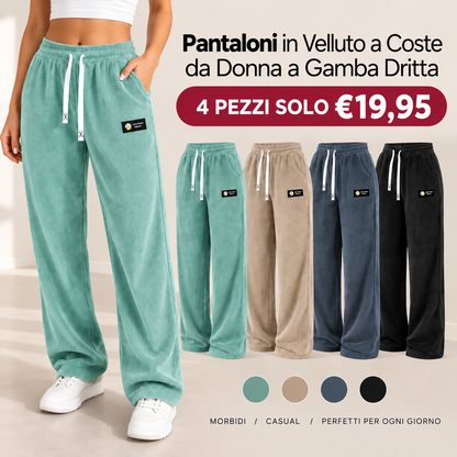 Pantaloni da Donna in Velluto a Coste a Gamba Dritta – Vestibilità Comoda