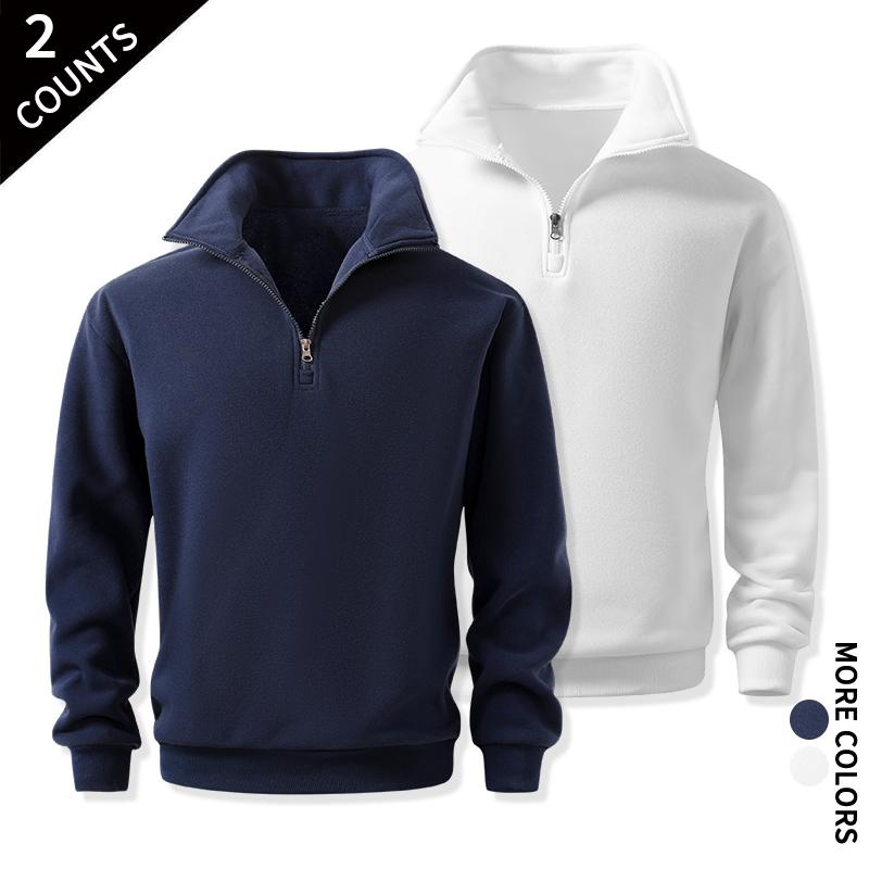 Men's Cozy Quarter-Zip Sweatshirts, Single or 2-Pack